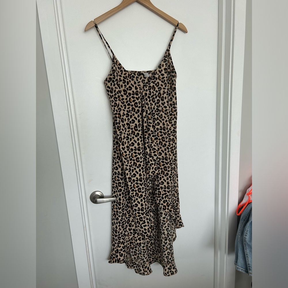 Divided cheetah wrap dress